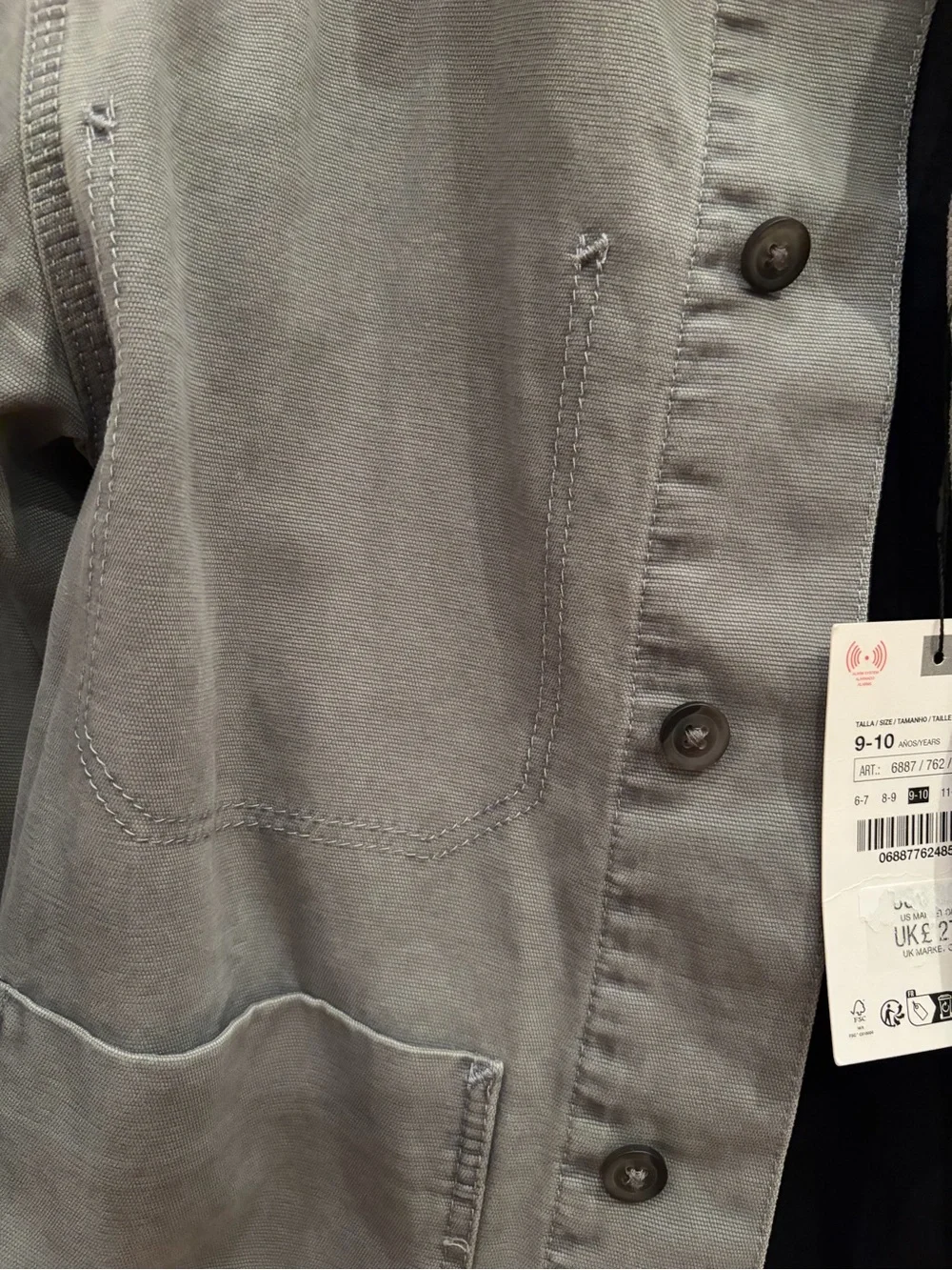 NEW BOYS Zara Gray Work Jacket with Black Collar
